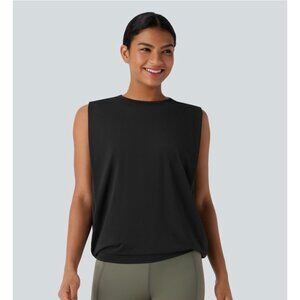 Halara Round Neck Ruched Cool Touch Yoga Tank Top-UPF50+ NWT